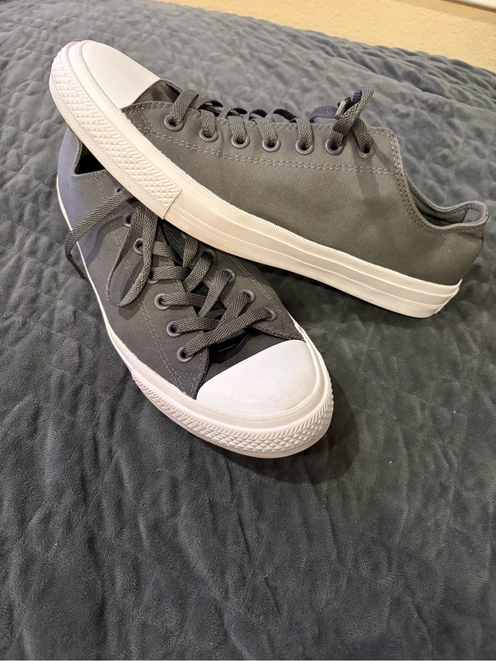 Converse Low-Top Canvas Sneakers in Gray and White